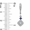Thumbnail Image 2 of Vera Wang Love Collection 1/2 CT. T.W. Princess-Cut Diamond and Blue Sapphire Drop Earrings in 14K White Gold