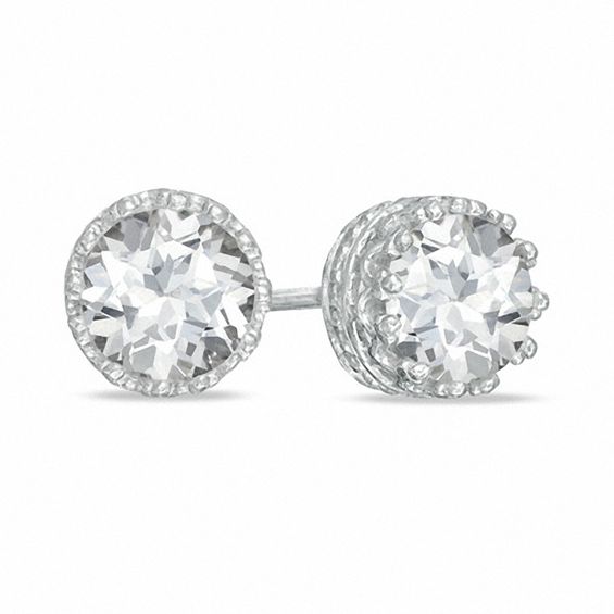 Lab created white sapphire stud earrings in sterling silver outlet