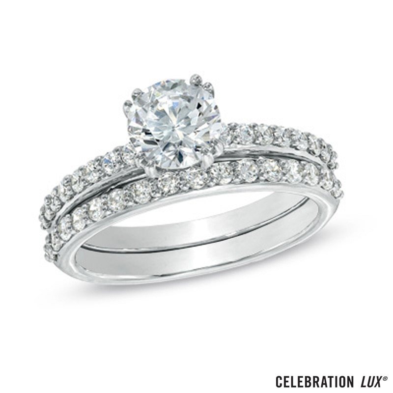 Main Image 1 of Celebration 102® 1-1/2 CT. T.W. Diamond Bridal Set in 18K White Gold (I/SI2)