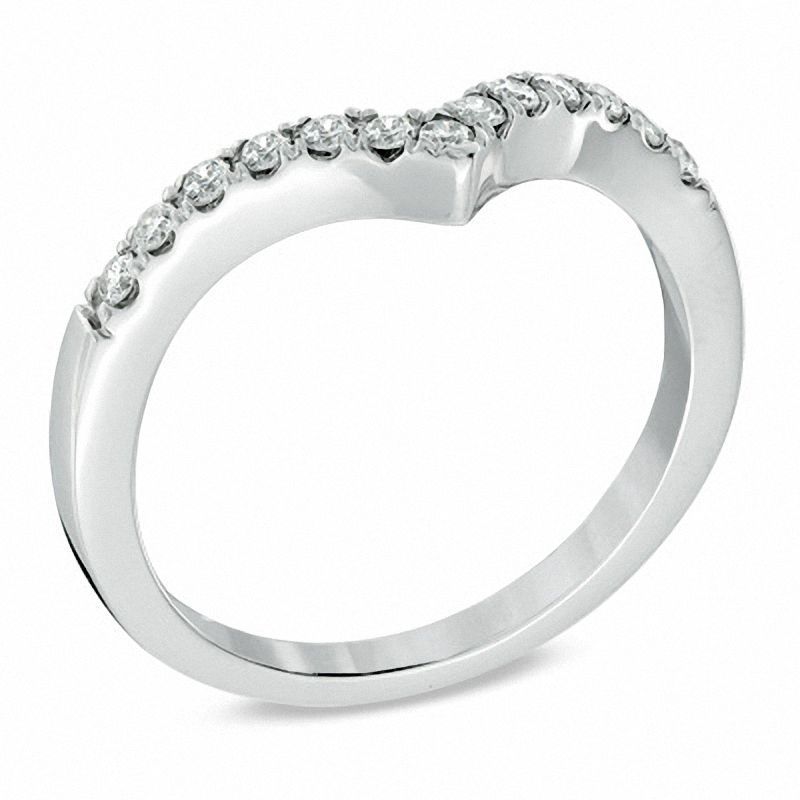 Main Image 2 of 1/4 CT. T.W. Diamond Chevron Contour Anniversary Band in 10K White Gold