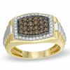 Thumbnail Image 1 of 1 CT. T.W. Cushion-Shaped Champagne and White Multi-Diamond Frame Ring in 10K Two-Tone Gold