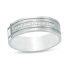Thumbnail Image 0 of Men's 1/8 CT. T.W. Diamond Comfort-Fit Wedding Band in Stainless Steel