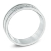 Thumbnail Image 1 of Men's 1/8 CT. T.W. Diamond Comfort-Fit Wedding Band in Stainless Steel