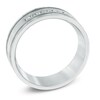 Thumbnail Image 2 of 1/8 CT. T.W. Diamond Comfort-Fit Wedding Band in Stainless Steel