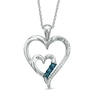 Thumbnail Image 0 of 1/10 CT. T.W. Enhanced Blue and White Diamond Double Heart Pendant in Sterling Silver