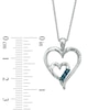 Thumbnail Image 1 of 1/10 CT. T.W. Enhanced Blue and White Diamond Double Heart Pendant in Sterling Silver
