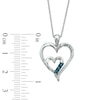 Thumbnail Image 2 of 1/10 CT. T.W. Enhanced Blue and White Diamond Double Heart Pendant in Sterling Silver