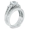 Thumbnail Image 1 of 6.5mm Lab-Created White Sapphire Three Stone Fashion Ring Set in Sterling Silver