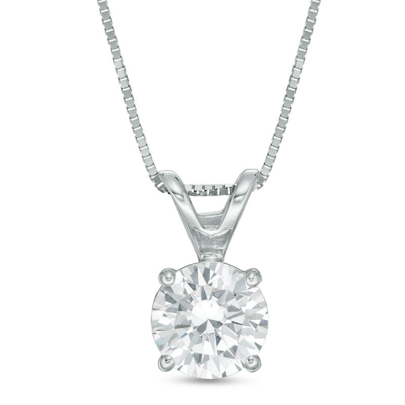 Diamond Soliatire Necklace, Round Diamond, 1 Carat, 18K White Gold