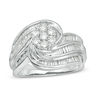 Thumbnail Image 0 of 1 CT. T.W. Composite Diamond Frame Multi-Row Swirl Bypass Ring in 10K White Gold