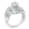 Thumbnail Image 1 of 1 CT. T.W. Composite Diamond Frame Multi-Row Swirl Bypass Ring in 10K White Gold