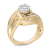 Thumbnail Image 1 of 1 CT. T.W. Multi-Diamond Swirl Frame Triple Row Bypass Ring in 10K Gold