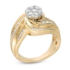 Thumbnail Image 2 of 1 CT. T.W. Multi-Diamond Swirl Frame Triple Row Bypass Ring in 10K Gold