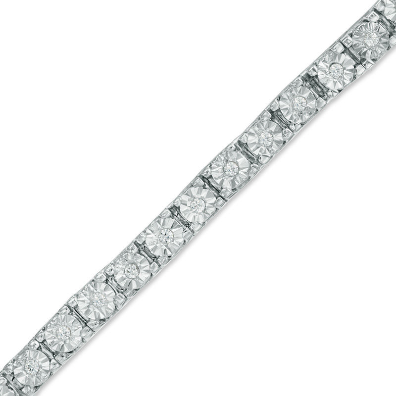 Main Image 1 of 1/4 CT. T.W. Diamond Tennis Bracelet in Sterling Silver - 7.25"