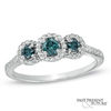 Thumbnail Image 0 of 1/2 CT. T.W. Enhanced Blue and White Diamond Past Present Future® Frame Ring in 10K White Gold