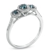 Thumbnail Image 1 of 1/2 CT. T.W. Enhanced Blue and White Diamond Past Present Future® Frame Ring in 10K White Gold