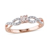 Thumbnail Image 1 of 3.5mm Morganite and 1/20 CT. T.W. Diamond Twine Promise Ring in Rose Rhodium Sterling Silver
