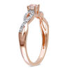 Thumbnail Image 2 of 3.5mm Morganite and 1/20 CT. T.W. Diamond Twine Promise Ring in Rose Rhodium Sterling Silver