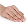 Thumbnail Image 2 of 3.5mm Morganite and 1/20 CT. T.W. Diamond Twine Promise Ring in Rose Rhodium Sterling Silver
