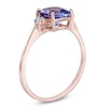 7.0mm Cushion-Cut Tanzanite and Diamond Accent Ring in 14K Rose Gold