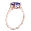 Thumbnail Image 1 of 7.0mm Cushion-Cut Tanzanite and Diamond Accent Ring in 14K Rose Gold