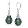 Thumbnail Image 1 of 11.0-12.0mm Tahitian Cultured Pearl and Diamond Accent Drop Earrings in 14K White Gold
