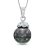 Thumbnail Image 0 of 9.0 - 10.0mm Cultured Tahitian Pearl and Diamond Accent Pendant in 14K White Gold