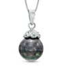 Thumbnail Image 1 of 9.0-10.0mm Tahitian Cultured Pearl and Diamond Accent Pendant in 14K White Gold