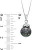 Thumbnail Image 1 of 9.0 - 10.0mm Cultured Tahitian Pearl and Diamond Accent Pendant in 14K White Gold