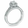 Thumbnail Image 1 of 3/4 CT. T.W. Cushion-Cut Diamond Frame Bridal Set in 14K White Gold