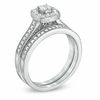 Thumbnail Image 1 of 1/2 CT. T.W. Princess-Cut Diamond Vintage-Style Bridal Set in 10K White Gold