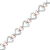Thumbnail Image 1 of 1/3 CT. T.W. Diamond Fluttering Hearts Bracelet in Sterling Silver and 10K Rose Gold