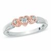 Diamond Accent Triple Heart Promise Ring in Sterling Silver and 10K Rose Gold
