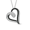 Thumbnail Image 0 of 1/2 CT. T.W. Enhanced Black and White Diamond Tilted Intertwined Double Heart Pendant in Sterling Silver
