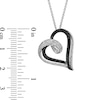 Thumbnail Image 1 of 1/2 CT. T.W. Enhanced Black and White Diamond Tilted Intertwined Double Heart Pendant in Sterling Silver