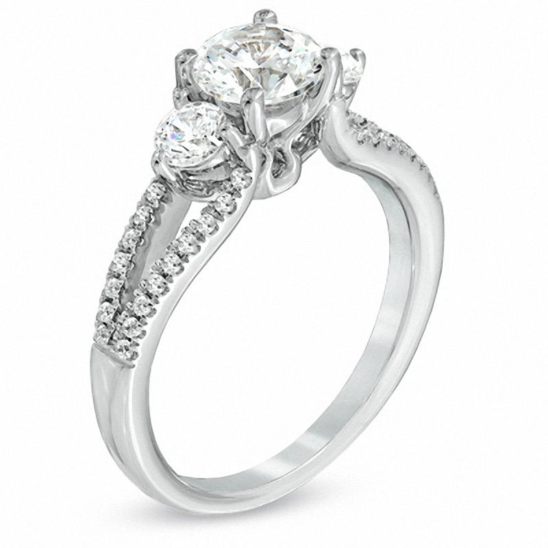 Main Image 2 of Celebration 102® 1-5/8 CT. T.W. Diamond Three Stone Ring in 18K White Gold (I/SI2)