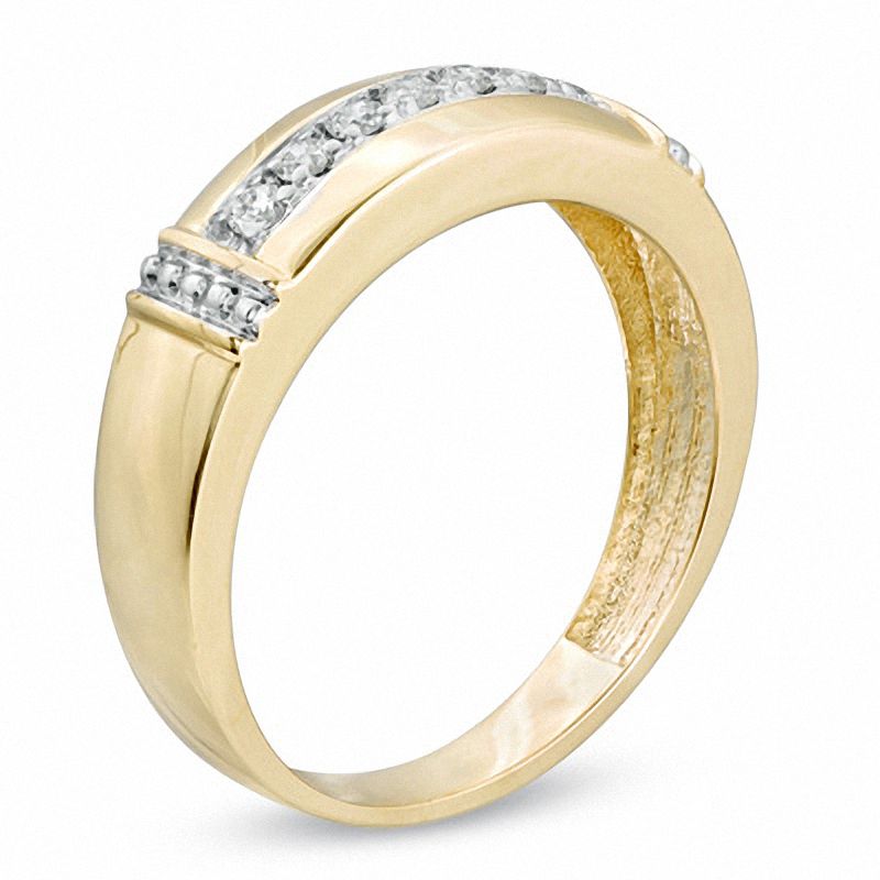 Men's 1/5 CT. T.W. Diamond Collar Wedding Band in 10K Gold