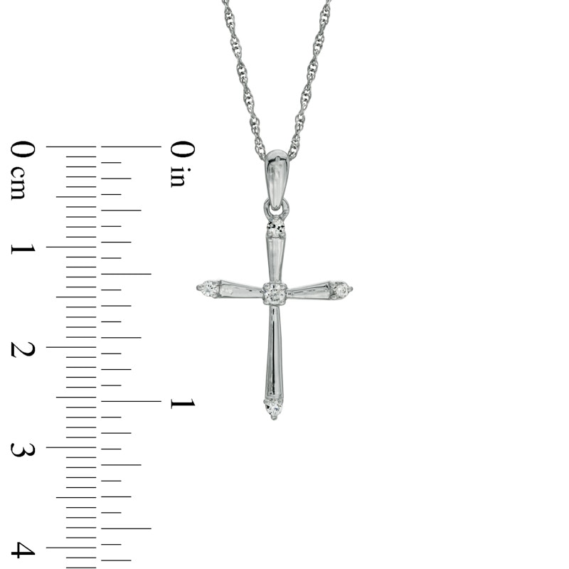 Main Image 2 of 1/10 CT. T.W. Diamond Cross Pendant in Sterling Silver