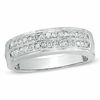 Thumbnail Image 1 of Men's 1/2 CT. T.W. Diamond Double Row Wedding Band in 10K White Gold