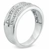 Thumbnail Image 2 of Men's 1/5 CT. T.W. Diamond and Milgrain Wedding Band in 10K White Gold
