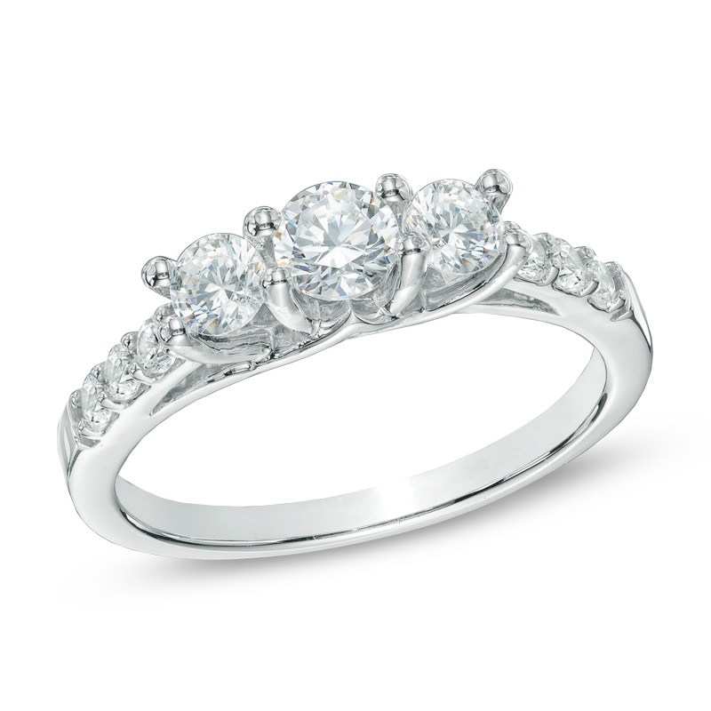 Main Image 1 of 1 CT. T.W. Diamond Three Stone Engagement Ring in 10K White Gold