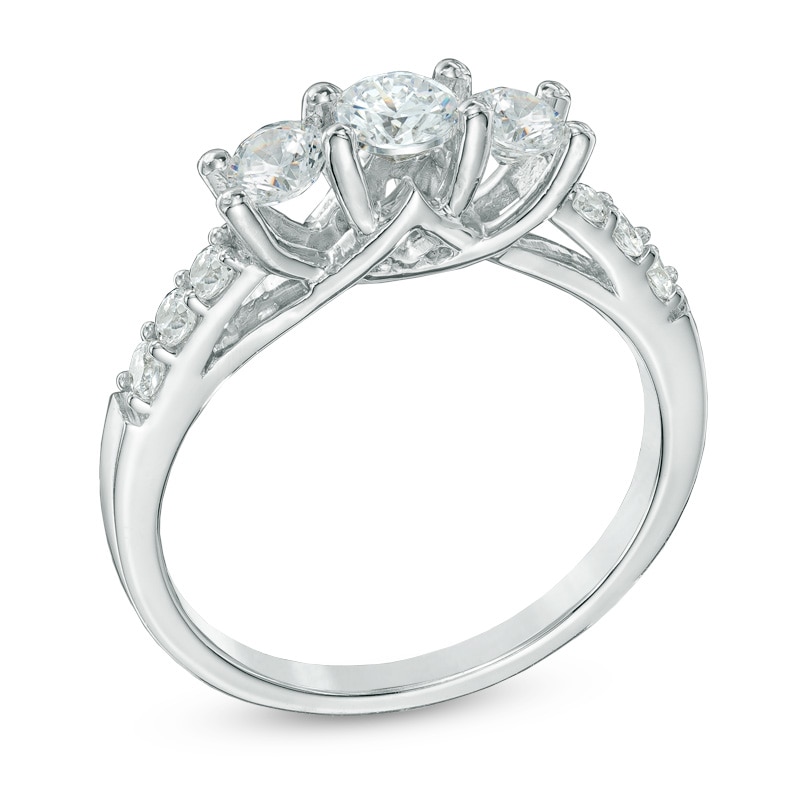 Main Image 2 of 1 CT. T.W. Diamond Three Stone Engagement Ring in 10K White Gold