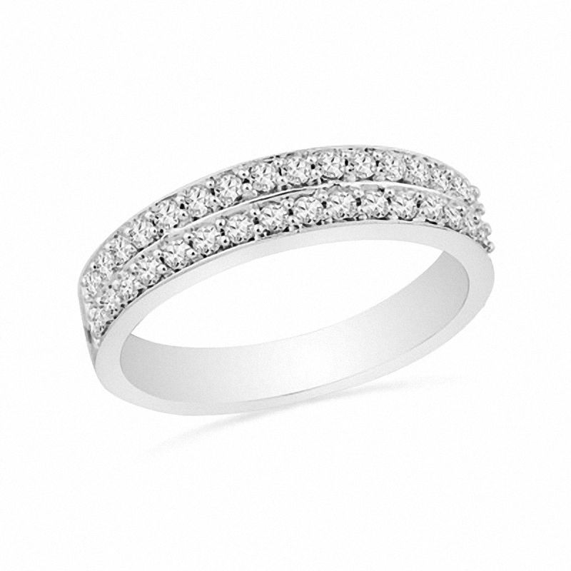Double Row Diamond Hoop Earrings Wedding Bridal Jewelry Gift T