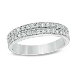 1/4 CT. T.W. Diamond Double Row Wedding Band in 10K White Gold
