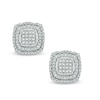 Thumbnail Image 1 of 1/2 CT. T.W. Diamond Square Cluster Double Frame Stud Earrings in Sterling Silver