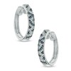 Thumbnail Image 1 of 1/2 CT. T.W. Enhanced Blue and White Diamond Striped Hoop Earrings in Sterling Silver