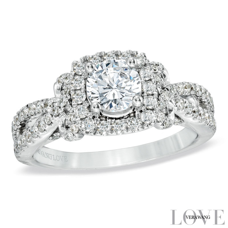 Vera Wang Love Collection 1-1/2 CT. T.W. Diamond Split Shank Engagement Ring in 14K White Gold
