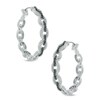 Thumbnail Image 1 of 1/2 CT. T.W. Enhanced Black and White Diamond Chain Link Hoop Earrings in Sterling Silver