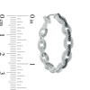 Thumbnail Image 2 of 1/2 CT. T.W. Enhanced Black and White Diamond Chain Link Hoop Earrings in Sterling Silver