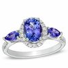 Thumbnail Image 0 of Oval and Pear-Shaped Tanzanite Ring in 14K White Gold with 1/4 CT. T.W. Diamonds